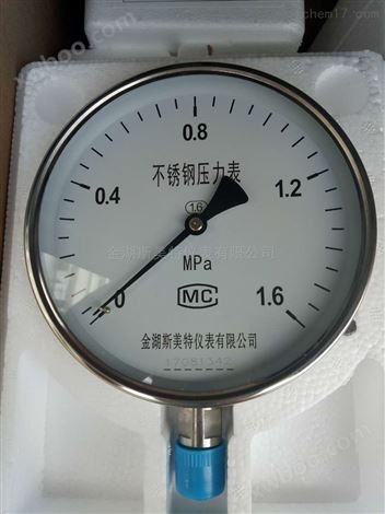 不锈钢隔膜压力表Y-100 0-1.6MPa耐振注油